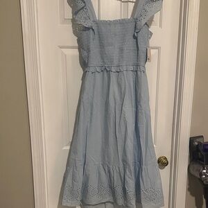 Baby blue eye lit dress with open back